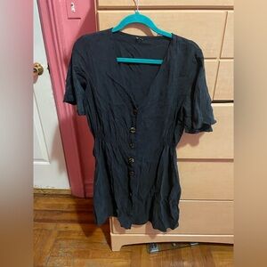 Zara Black V-Neck Button Dress